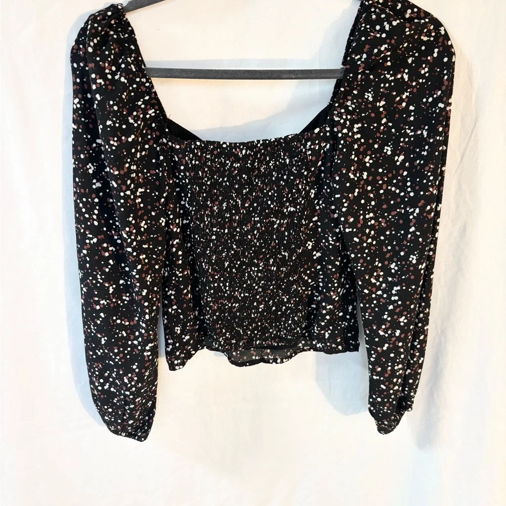 Abercrombie & Fitch Black polka dot crop Blouse
